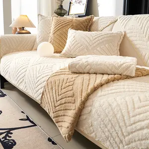 Plush Anti-Slip Sofa Cover, Sofa Slipcover, Durable Warm Comfortable Washable Pet-Friendly Living Room Couch Protector, Simple Versatile Bed Tail Mat, Soft Sofa Protector
