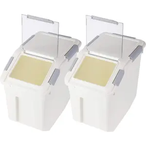 Rice Storage Container 25 lb 15 Liters with Wheels Seal Locking Lid PP (Pack2)