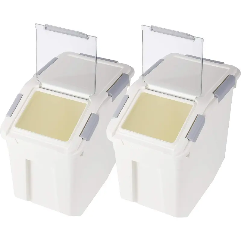 Rice Storage Container 25 lb 15 Liters with Wheels Seal Locking Lid PP (Pack2)