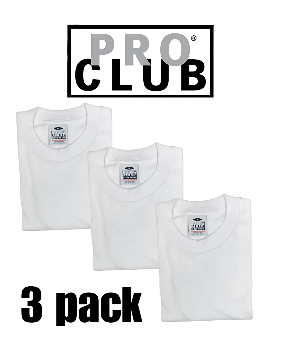 3 PACK PRO CLUB  Heavyweight T-Shirts WHITE