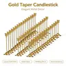 48-Pack Vintage Brass Candle Stands - Metal Tapered Holders for Home Decorating, Anniversary Aesthetic Home Decor (Candles Not Included)