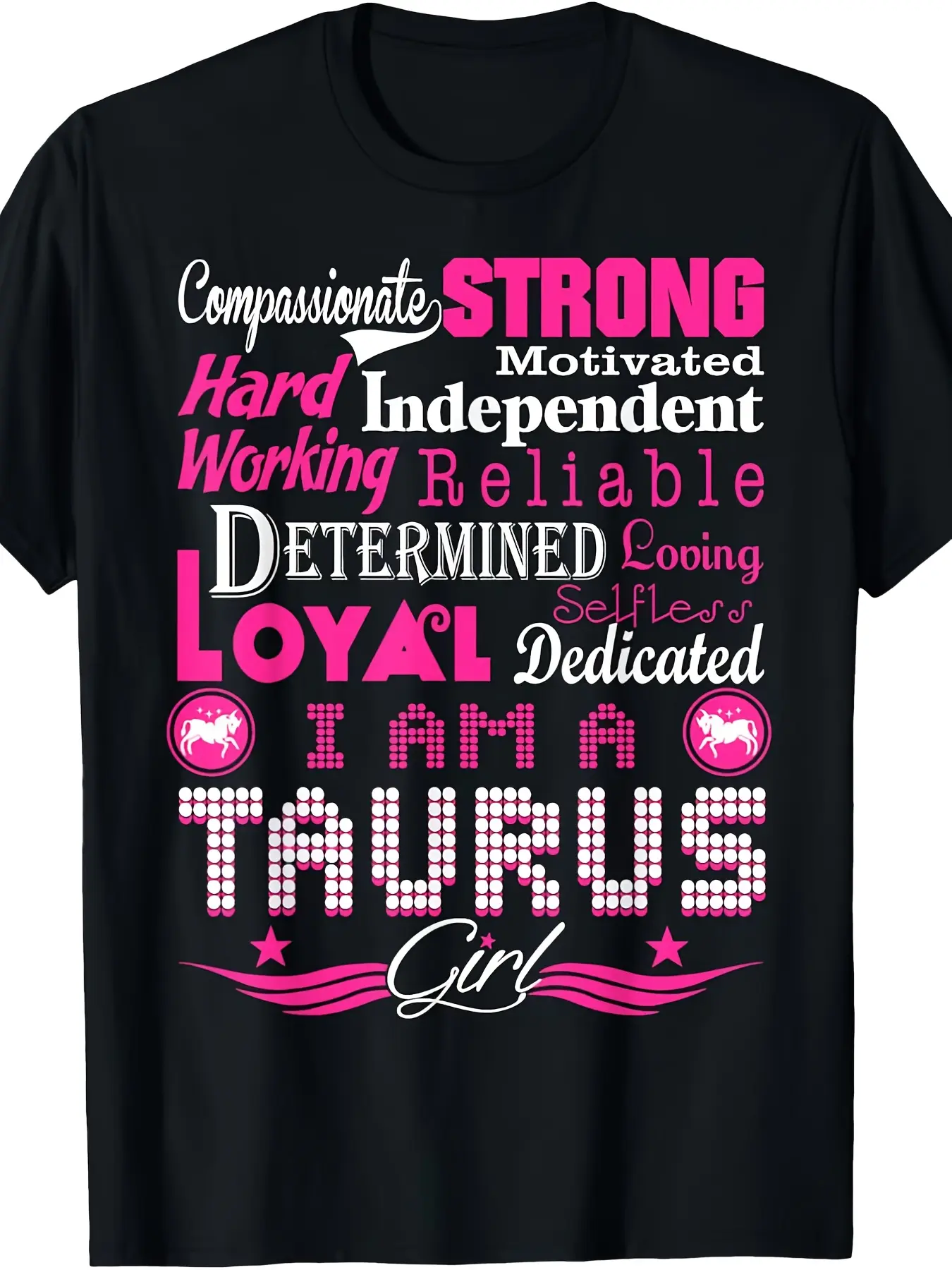 Taurus Girl T-Shirt - Compassionate, Strong, Reliable, Loving Graphic Tee for All Seasons Unisex Crew Neck T-Shirt - Comfortable And Breathable Casual T-Shirt - Perfect Gift for Birthdays, Casual Wear, Plus Size