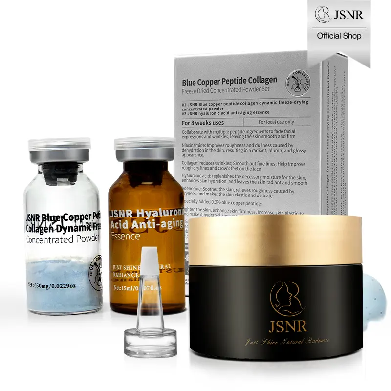 JSNR Freeze-Dried Peptide Shot & Cream Set - Korean Anti-Aging Serum & Lightweight Moisturizer with Hyaluronic Acid for Smoothing, Firming, Dewy Glow, Gentle Hydration, Skin Repair, Face Lift (All Skin Types)