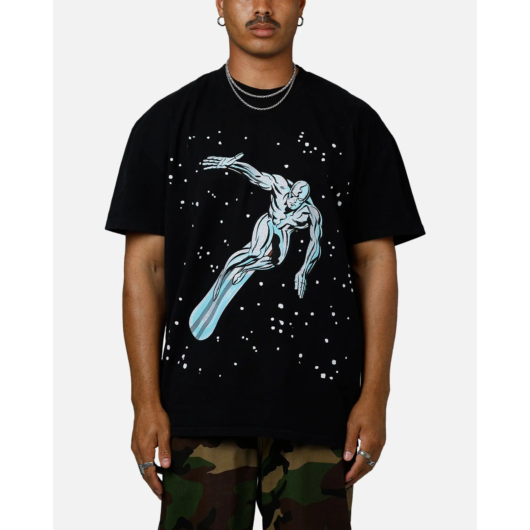 73Studio Marvel Fantastic Four Silver Surfer Vintage T-Shirt Black