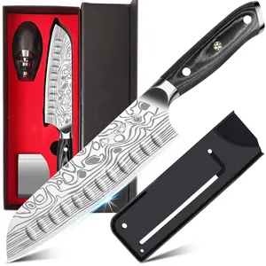 MOSFiATA 7 German High-Carbon Santoku Knife – All-Purpose Kitchen Gift Set Kitchenware Blade Cutting Cooking