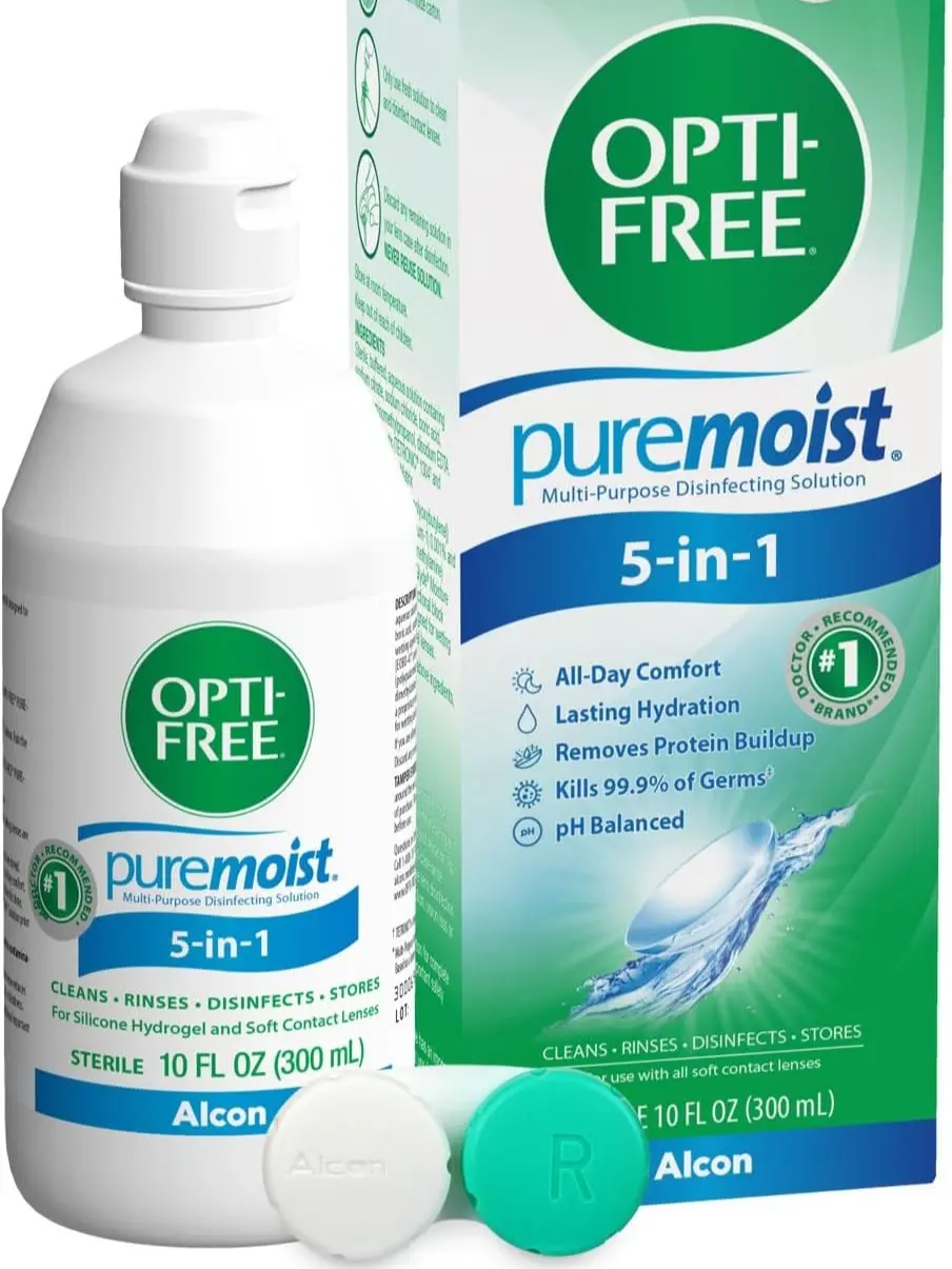 Opti-Free Puremoist Multi-Purpose Contact Lens Cleaning and Disinfecting Solution with Lens Case, 10 FL Oz (Pack of 1)