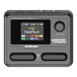 SONICAKE Pocket Master-Multi Effects Guitar Pedal with 9 Effects Modules 100 Drum Rhythms and Looper 100 Presets 20 Amp/Cab Electric Guitar Effects Processor OTG USB Audio Interface BT