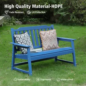 NAGA BAHNA Outdoor Glider Rocking Chair, HDPE All-Weather Resistant 2-Person Loveseat, Outdoor Rocking Bench Chair with 800LBS Capacity for Backyard Garden Porch, Grey adirondack chair set outdoor  bench
