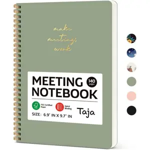 Meeting Notebook for Work Organization-Work notebook with action items, Meeting Minutes Planner Notebook, Perfect Office Supplies for Men & Women - Green