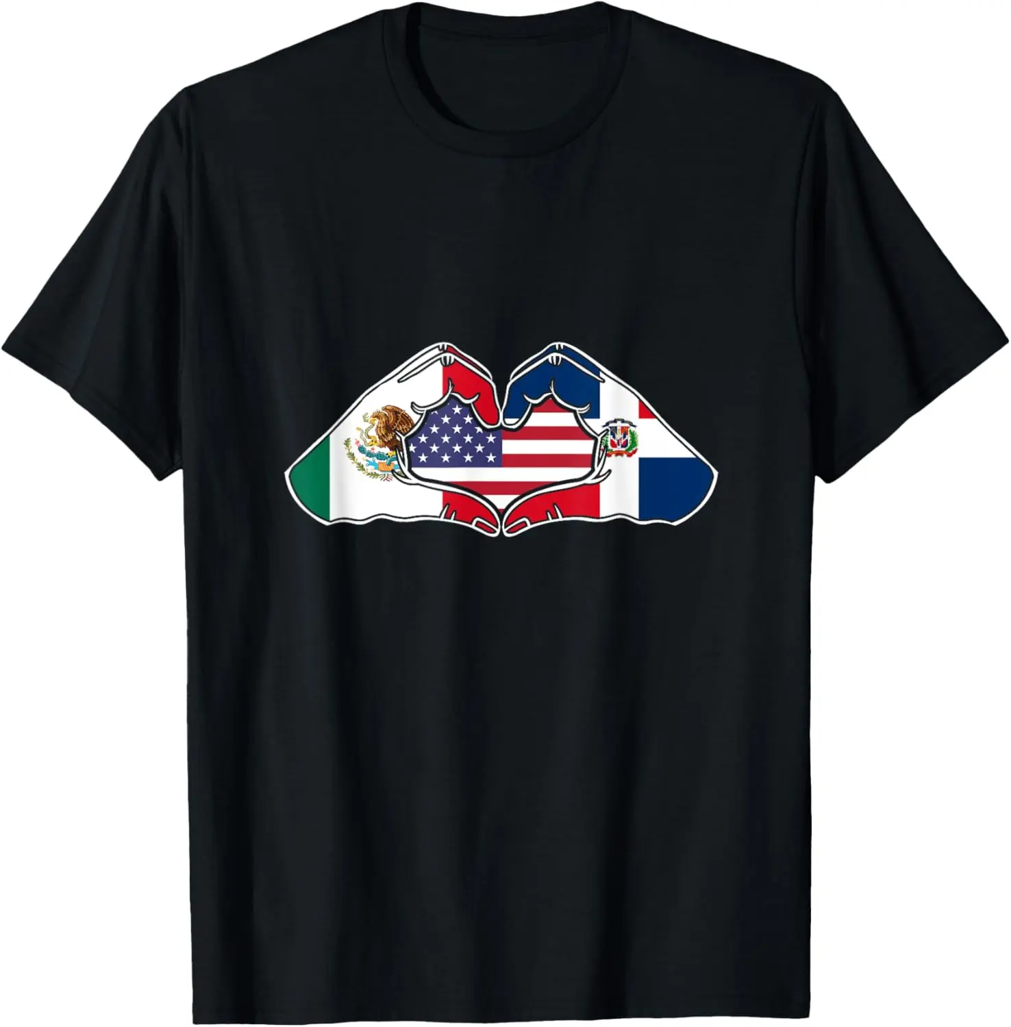 100% Cotton Heart hands Mexico, Dominican Rep. and the USA. T-Shirt