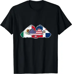 100% Cotton Heart hands Mexico, Dominican Rep. and the USA. T-Shirt