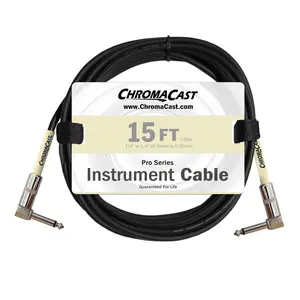 ChromaCast Pro Series Instrument Cable, Angle - Angle, Vanilla Cream, 15 foot | USA Lifetime Guarantee