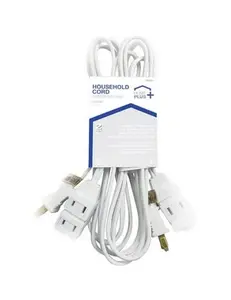 212 MAIN FW-201-09X2 6 ft. White Flat Wire PVC Insulation Power Extension Cable with Rectangular Outlets, Indoor-Use Cycling Accessory for Sports & Outdoor Leisure