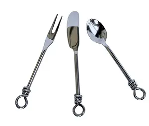 Stainless Steel Appetizer Utensil Set: Charcuterie Fork, Knife & Spoon