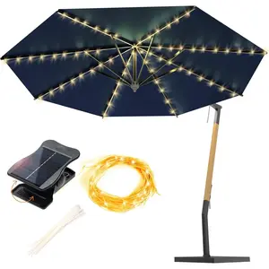 Solar Umbrella Lights Outdoor,  Solar  Patio Umbrella Lights Cordless 8 Modes LED Umbrella Patio Lights for Beach Tent Camping Garden Party Decoration(Warm White)