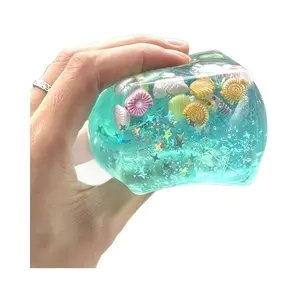 Super stress relieving jelly texture squeeze toy, wrapped in shells and starfish, mini ocean gadgets, soft jelly, stress relieving and relaxing, desktop ornament or portable pocket artifact, perfect for relieving stress and creating a summer atmosphere