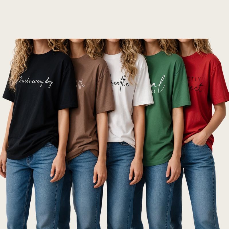 Women's 5-Pack Gothic Floral Skeleton Graphic Tees - Edgy Boho Dark Academia Oversized Crew Neck Short Sleeve Breathable Y2K Vintage Retro Loose Fit Summer Streetwear Tops Set Casual Womenswear Aesthetic Beach