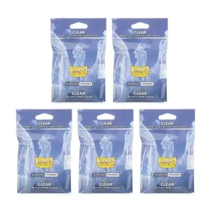 5 Packs Dragon Shield Thick Inner Sleeve Standard Size 100 ct Card Sleeves - Clear
