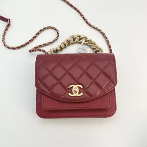 Pre-owned CHANEL CALF Shoulder Bags C/ Small Flap Caviar and Leather Shoulder Bag Red