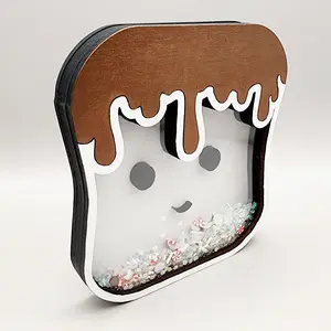 Marshmallow S'more Shaker Sign, Christmas Tiered Tray Decor, Cocoa Bar Decor, Camping Theme Decor, Wood Glitter Smore Decoration Wooden Magical