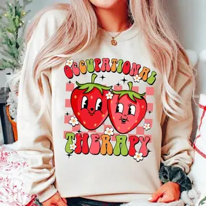 Cute Strawberry Occupational Therapy Sweatshirt, Pediatric Occupational Therapy Shirt, OT T-shirt, Christmas OT Tshirt, Occupational Therapist Gift CO