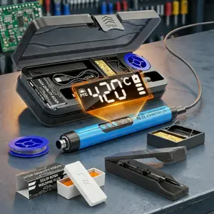 Digital LCD Portable USB Soldering Iron Gun with Adjustable Temperature Control and Complete DIY Kit Including Storage Box for Electronic Repair Soldering Tool
