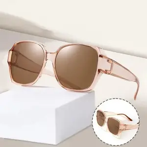 Fit Over Polarized Sunglasses for Men & Women, Round Frame UV400 Protection Glasses, Wear Over Prescription Eyewear, Vintage Outdoor Shades for Driving, Fishing & Travel