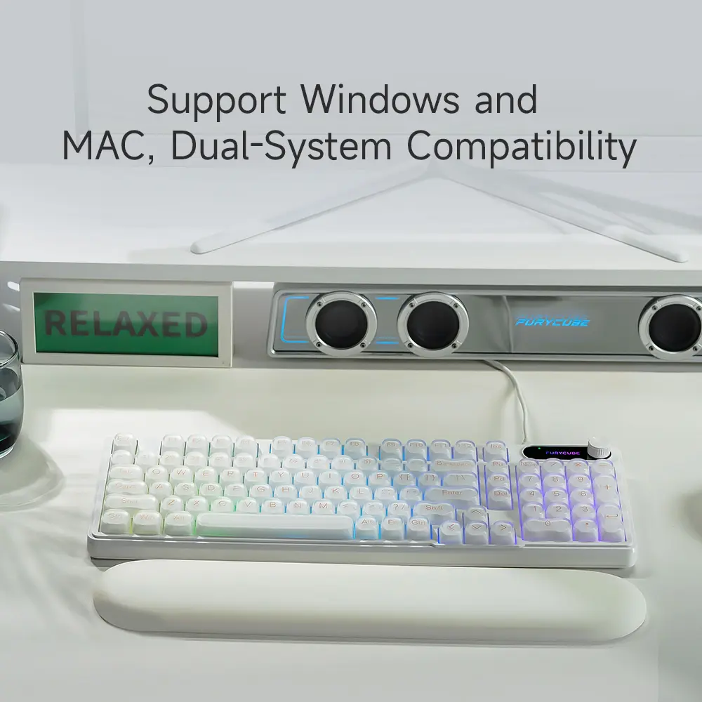 FURYCUBE IP98 Foundation Keyboard, 98 keys with knob Translucent