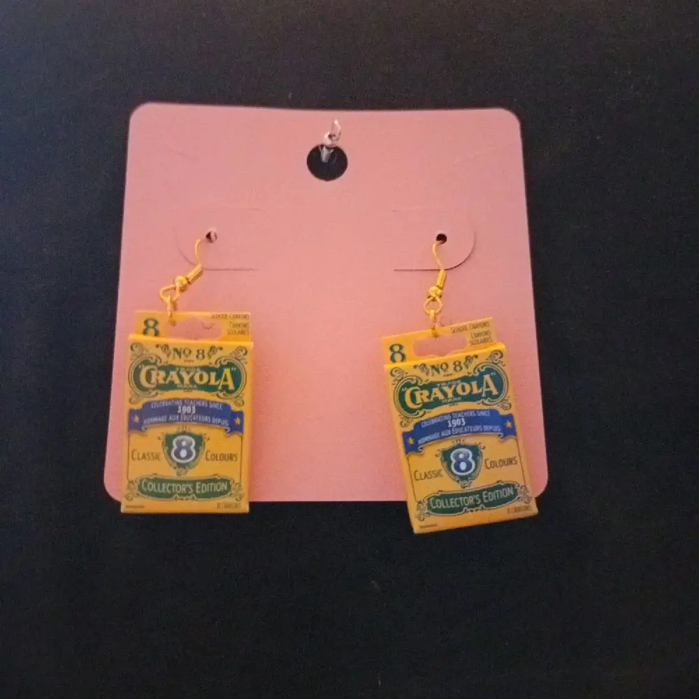 Vintage mini,Crayola No. 8 Collector's Edition Earrings - Classic 8 Colours Design - Perfect for Crayola Fans