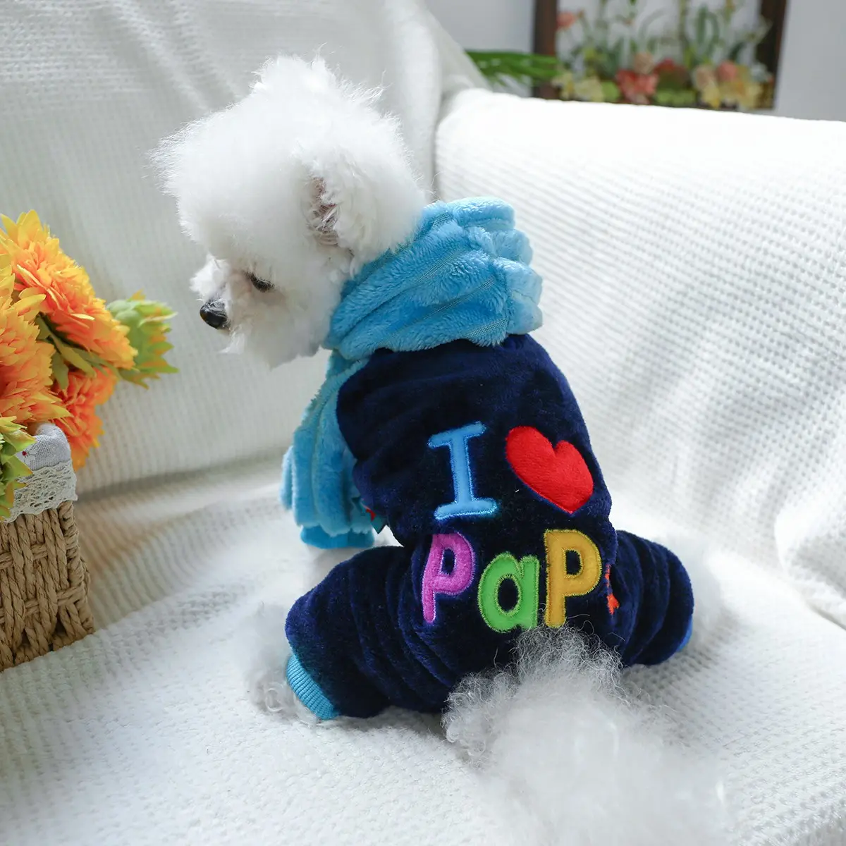 Winter Jacket for Cats & Dogs, Teddy Pomeranian Bichon Frise Small Dog Clothes, I Love Parents Dad Pet Apparel