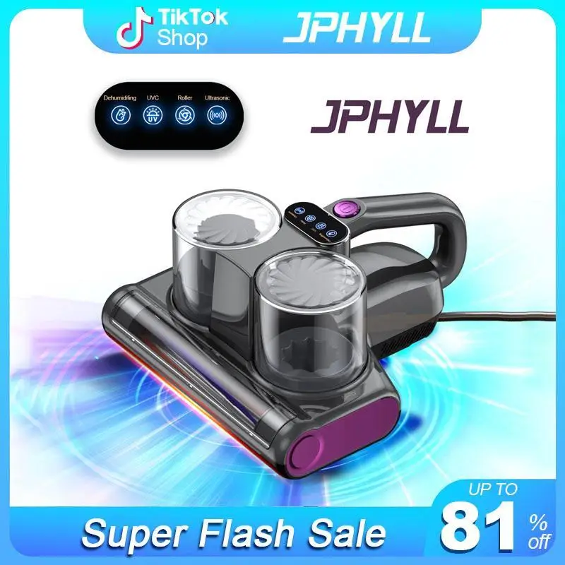 TikTokShopfalldealsforyou-JPHYLL Mattress Mite Remover Vacuum Cleaner & Pet Hair - 16KPa Strong Suction, UV-C Sanitizing Light, LED Display ，6-in-1 Li