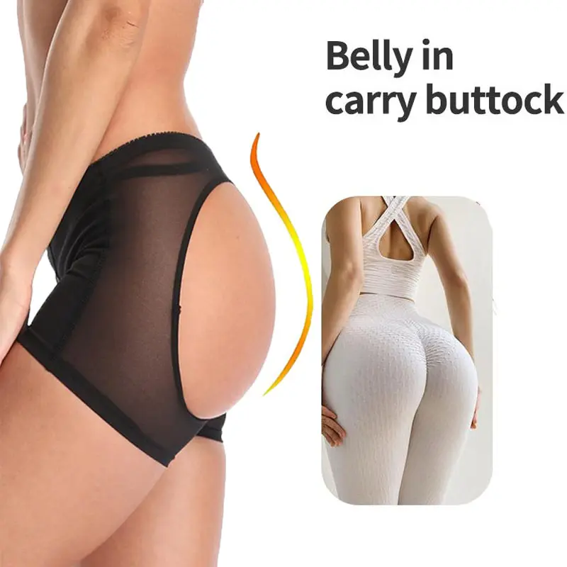 Women Butt Lifter Panties Hip Contour Shapewear Briefs, Lace Trim Midsection Smoothing Underwear, Soft Booty Support Shaper Shorts