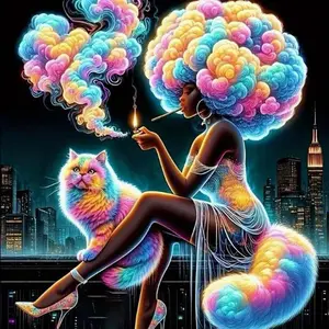 5D DIY Full Drill Round Diamond Painting - Diamond Art Painting Kit Rainbow Cat Mosaic, Canvas, Animals - DIY Decorative Painting, Home Wall Decor, Perfect for Halloween and Christmas, Independence Day, Birthdays, and Anniversary Gifts.