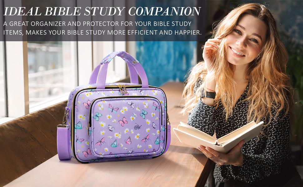 Floe Bible Cover for Women, Large Bible Bag w/ Shoulder Strap, Book Carrying Case with Bible Highlighters & Tabs, Bibles for Women, Bible Study, Bible Journaling & Bible Decorating,   Easter   Christian Gifts