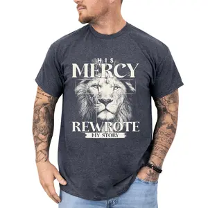MAPTEES His Mercy Rewrote My Story Graphic Tee, Vintage Faith Based T-shirt For Men, Keep You Faith Shirt, Christian Men Tee, Christian Outfits