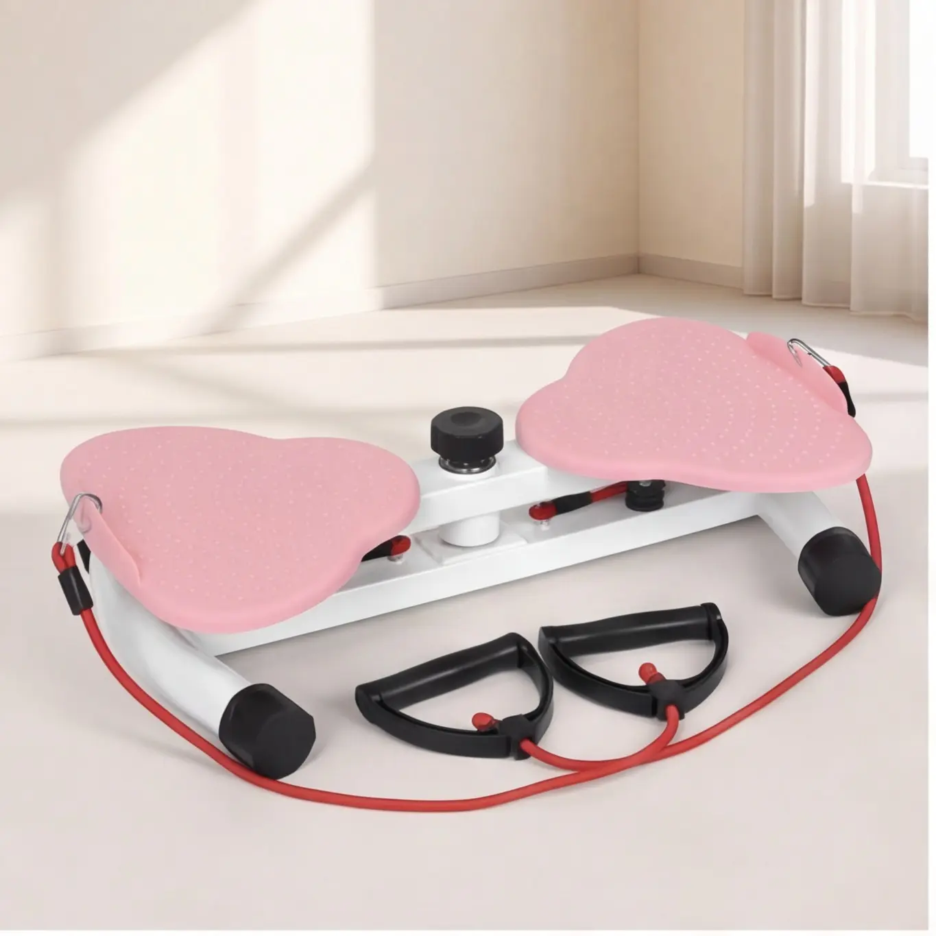 Adjustable Wide Stance Waist Twister Machine - Detachable Resistance Bands, Dual Non-Slip ft Plates, Quiet Indoor Fitness Equipment for Core Training & Body Shaping