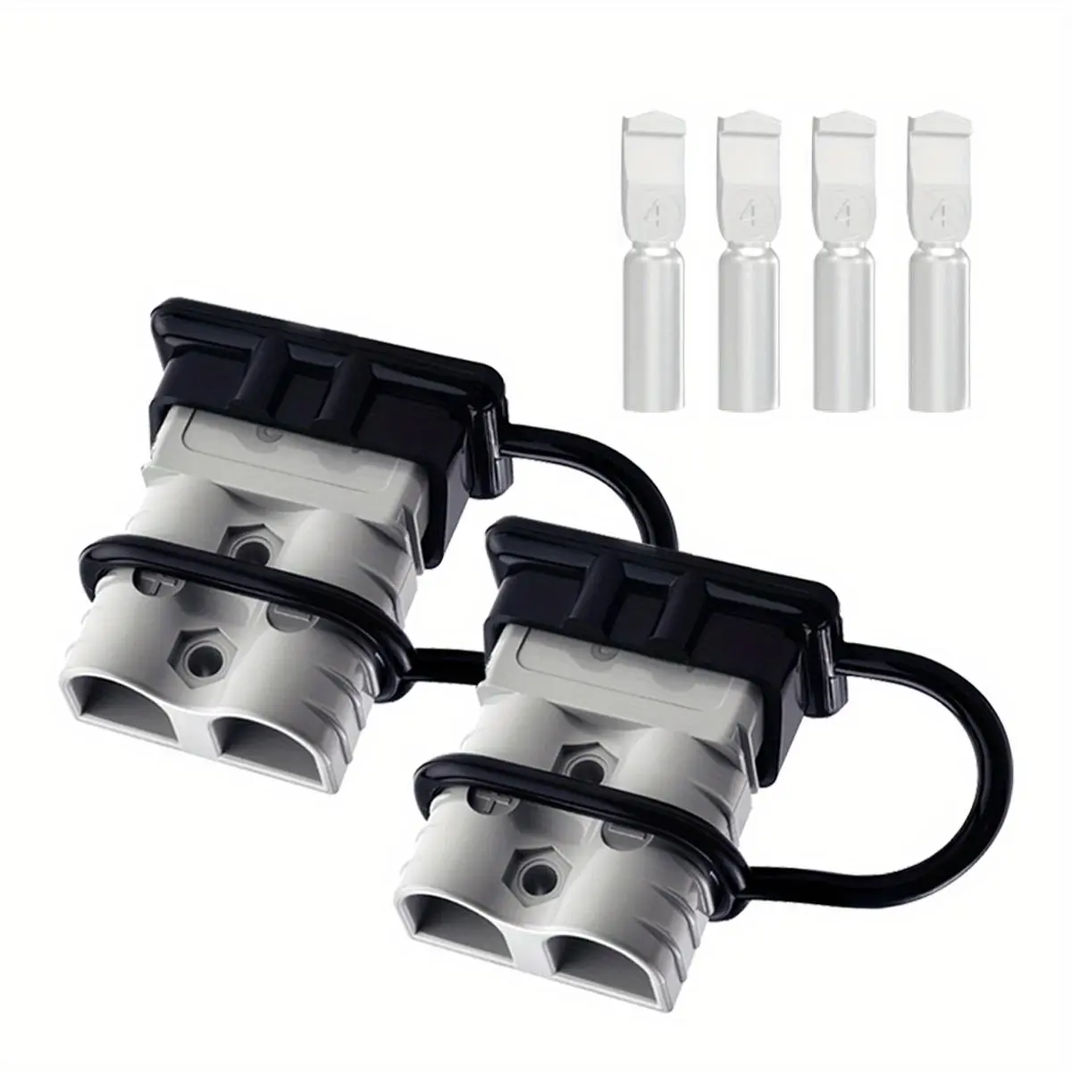2Pcs 120A Durable Reliable Battery Trailer Charge Quick Connector Kit - Wire Terminal Connectors, 4 Terminals, Dust Covers for Winch Electrical Power Cable, Durable Reliable Connectors