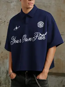 Men's Casual Polo Shirt, Vintage Font Design, Star Pattern, Daily Wear, Inspired, Knit Short Sleeve, Festival, Vacation, Street Style