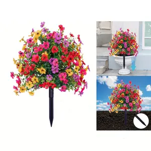 Artificial Daisy Flowers with Eucalyptus Leaves, Fake Greenery Plants, Faux Plastic Flowers for Indoor Outdoor Home Garden Porch Patio Decoration