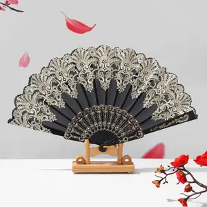 Elegant Vintage Fans Set of 2, European Rose Folding Fan, Lace Handheld Fan, Flower Design, Valentine's Day Party Dance Accessory, Spanish Dance Fan