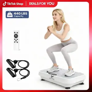 VKIVOX Bluetooth Massage Vibrating Plate Home Vibration Platform for Relaxation 22x12.5x5.1Inch 200W Motor 440lbs Capacity