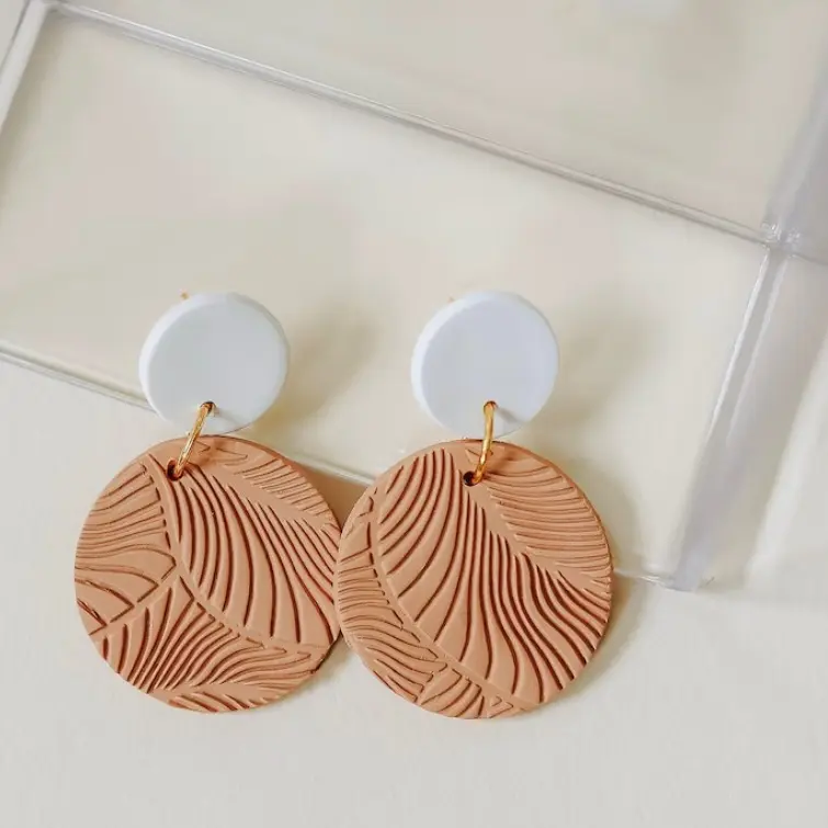 THE MCKENNA | Plant Clay Earrings | Boho Earrings | Minimalist Earrings | Statement Earrings | Handmade Earrings | Tan Earrings | Earrings