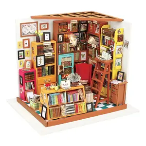 Robotime DIY 3D Puzzle Wood Crafts DG102 Sam's Study room 3D Wooden Puzzle  Miniature Doll House DG102 Sam's Study
