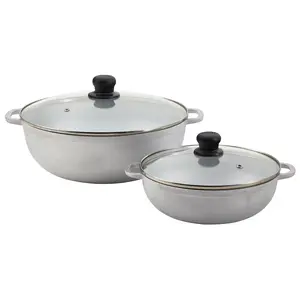 657032113 - Caldero Set 2 Piece Cast Aluminum Pots 2.5 & 7 Qt wITH Glass Lids Colombian