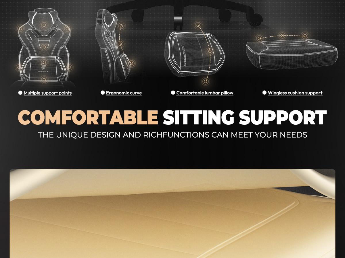 Dowinx Fabric Gaming Chair with Footrest,Big and Tall Game Chair for Heavy People, Gamer Chair with Massage Lumbar Support,Ergonomic Computer Gaming Chair for Adults