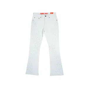 Men's Flare Leg Rhinestone Jeans | White