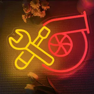 Garage Turbo Neon Light, Wrench Turbo Neon Signs for Wall Decor, LED Turbo Lamp Wall Art Car Garage Decor, Man Cave Auto Room Garage Repair Shop Party Birthday Gift, Home Decoration Lamp