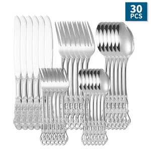 Royal Court Cutlery, 30-Piece Including Knife, Fork, Spoon, Coffee Spoon, and Fruit Fork, Suitable for Family Gatherings, Birthday Parties, Kitchen Supplies
