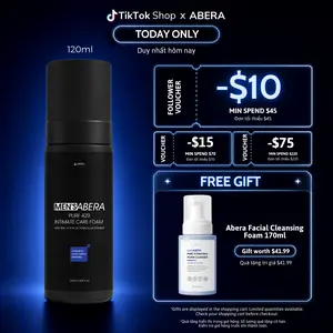 MEN'S ABERA Men's Intimate Hygiene Foam 150ml - Zinc PCA & Lactobacillus - Helps Cleanse, Control Odor & Provide a Cool Fresh Feeling for the Intimate Area