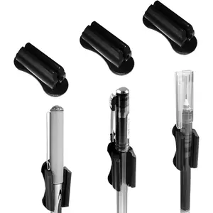 6-Pack Adhesive  Pen Holders - Dual-Hole Sticky Pencil & Marker Organizer for Desk, Wall, Clipboard, Office & Teacher Supplies (Black)